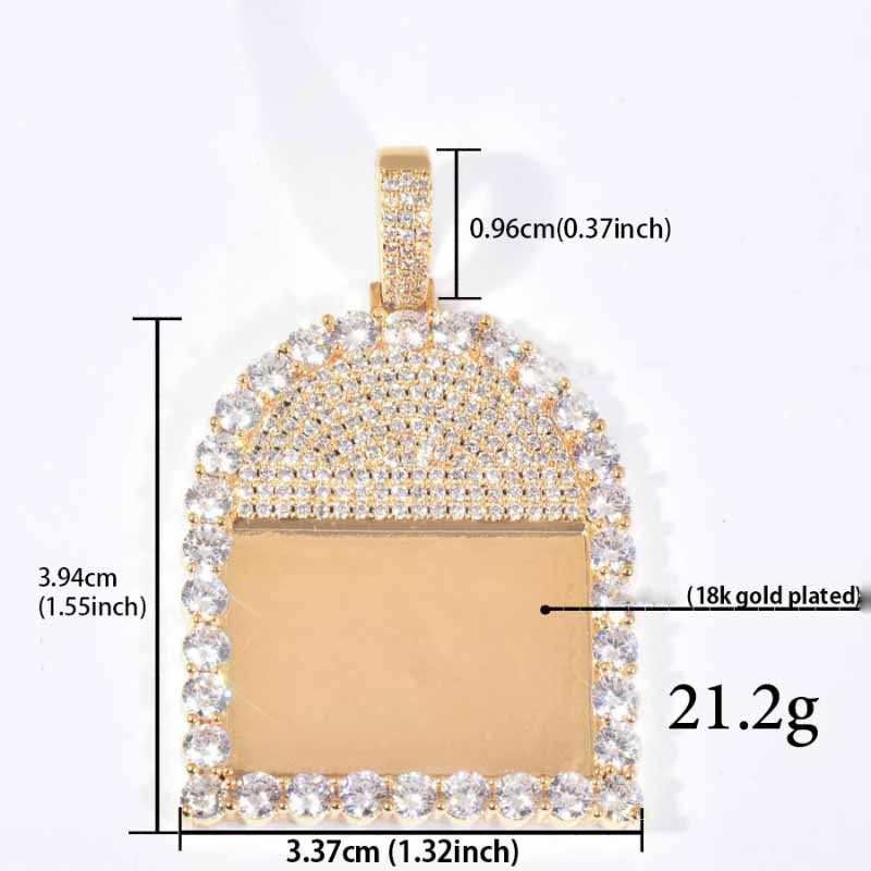 Moissanite Round Window Photo Custom Pendant