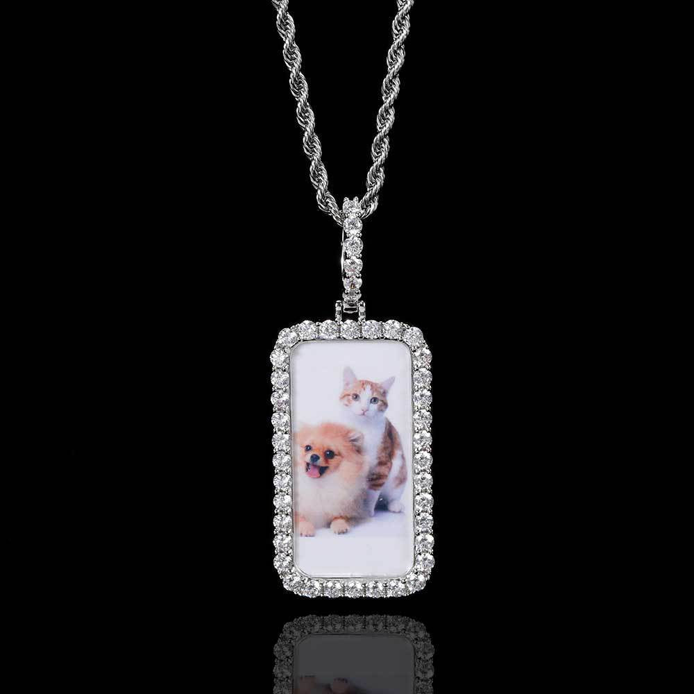 Custom Rectangle Photo Moissanite Pendant