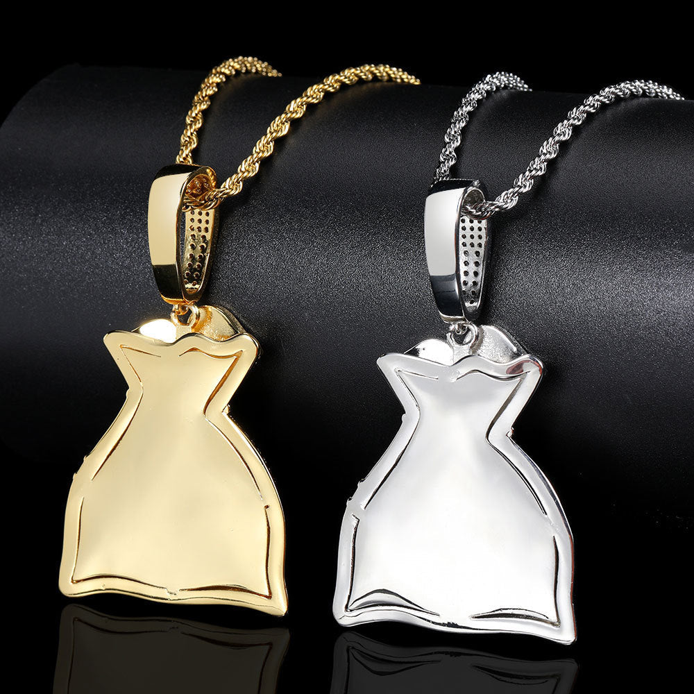 Custom | Iced Out "Money Bag Picture Necklace Photo" Pendant